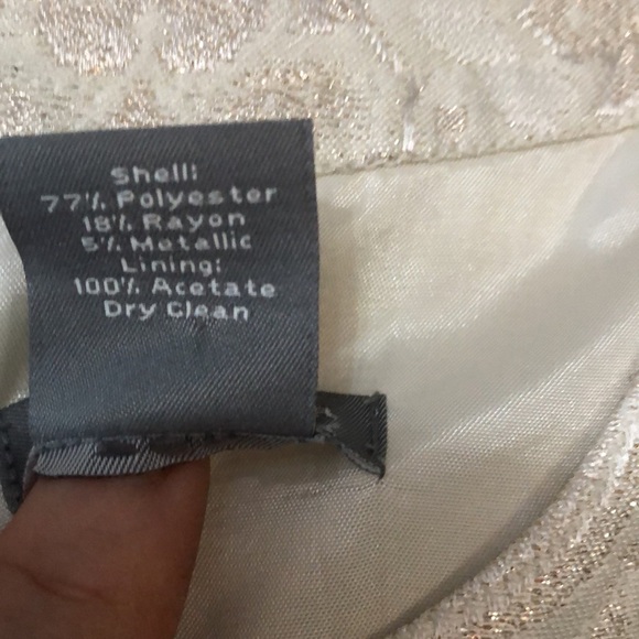 Ann Taylor Cream Metallic Brocade Dress in Size 12. - Picture 5 of 5